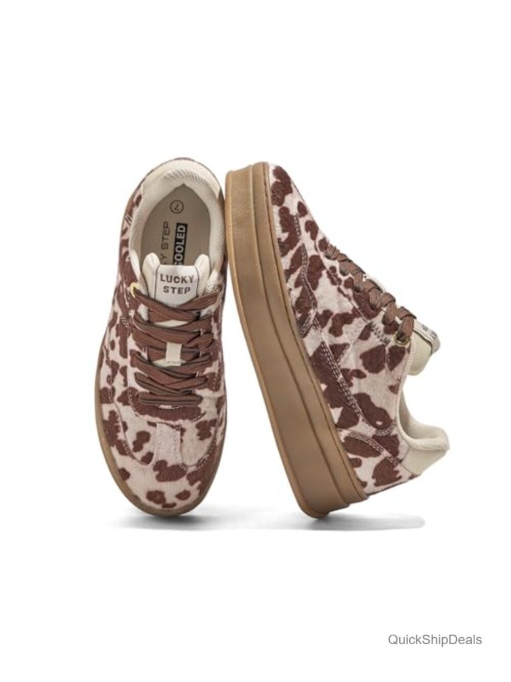 Women's Retro Platform Sneakers Suede Leather Fashion Casual Lace-Up